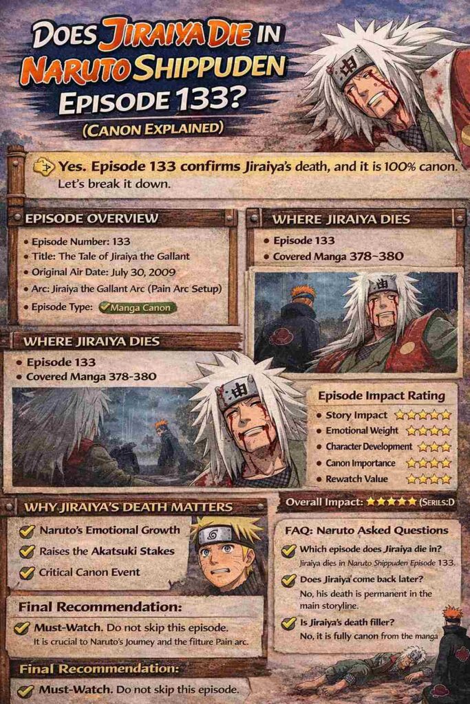 Does Jiraiya Die in Naruto Shippuden Episode 133