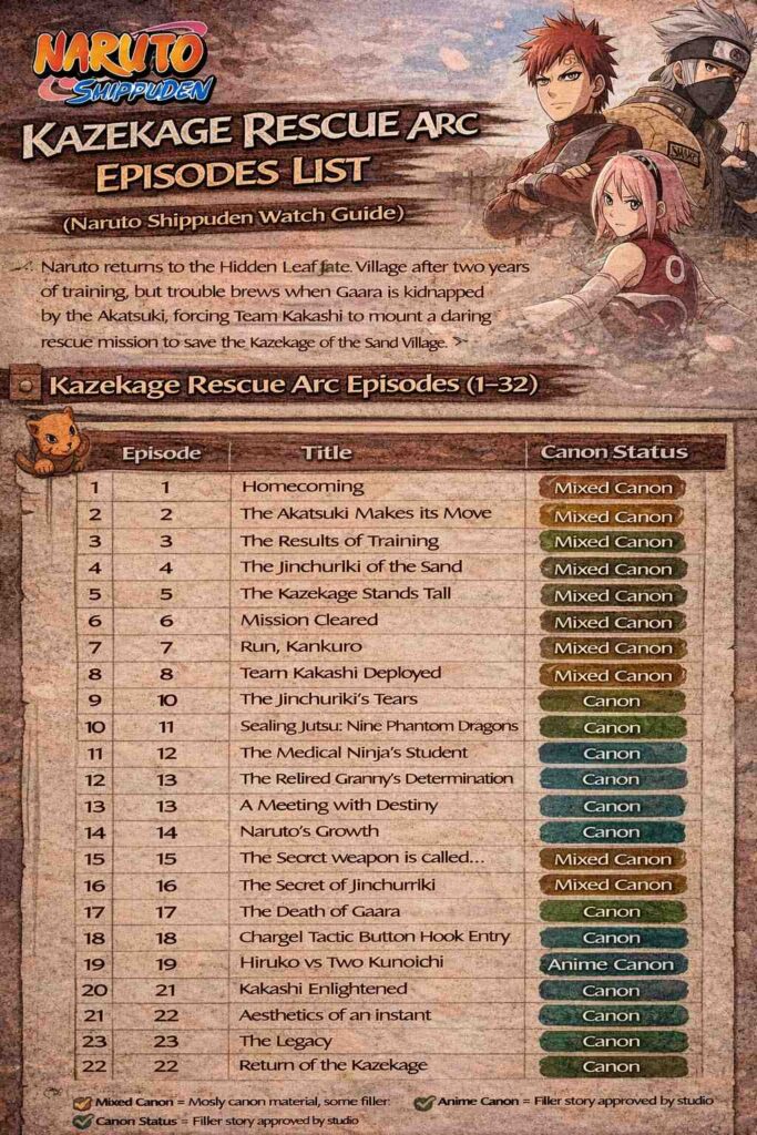 Kazekage Rescue Arc Episodes